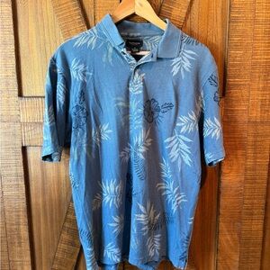 Van Heusen Blue Polo Shirt Tropical Print